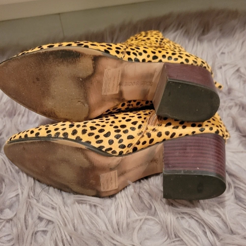 Sole Society River Fur Ankle Booties 9 Leopard Cheetah Print